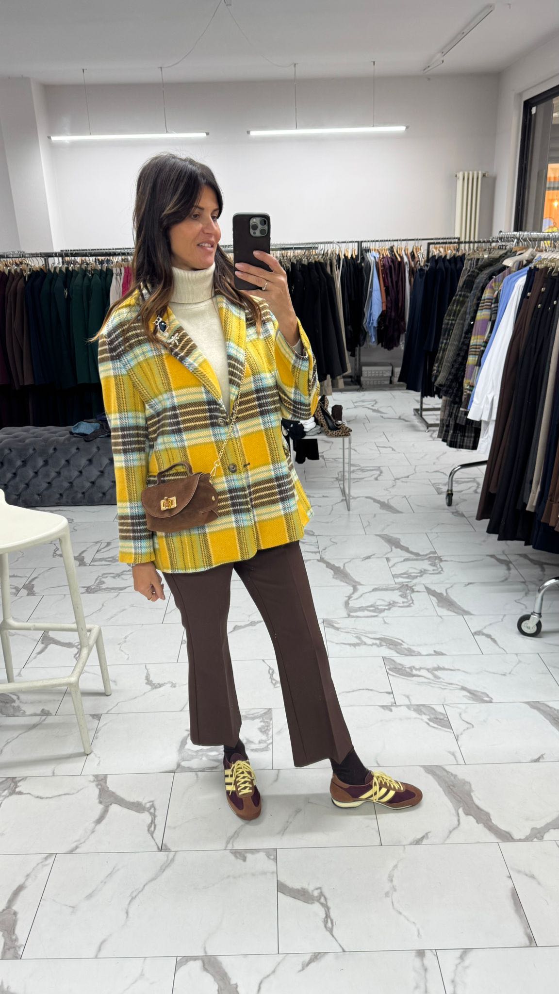 CAPPOTTINO OVER TARTAN GIALLO CIOCCOLATO