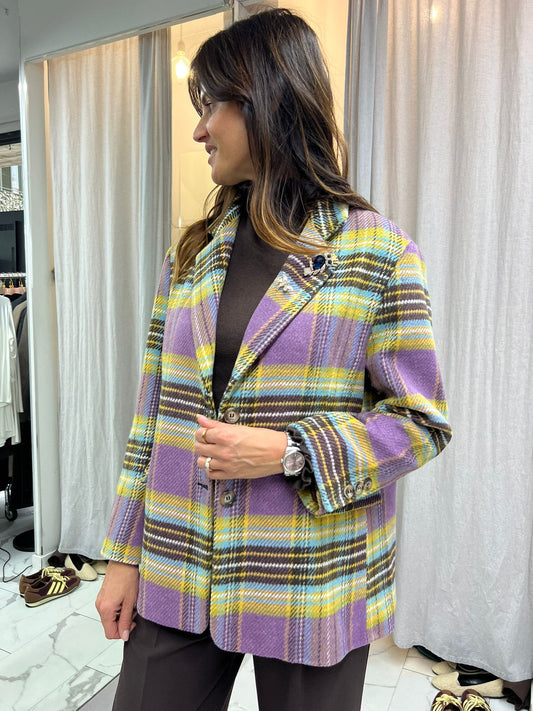 CAPPOTTINO OVER TARTAN LILLA GIALLO