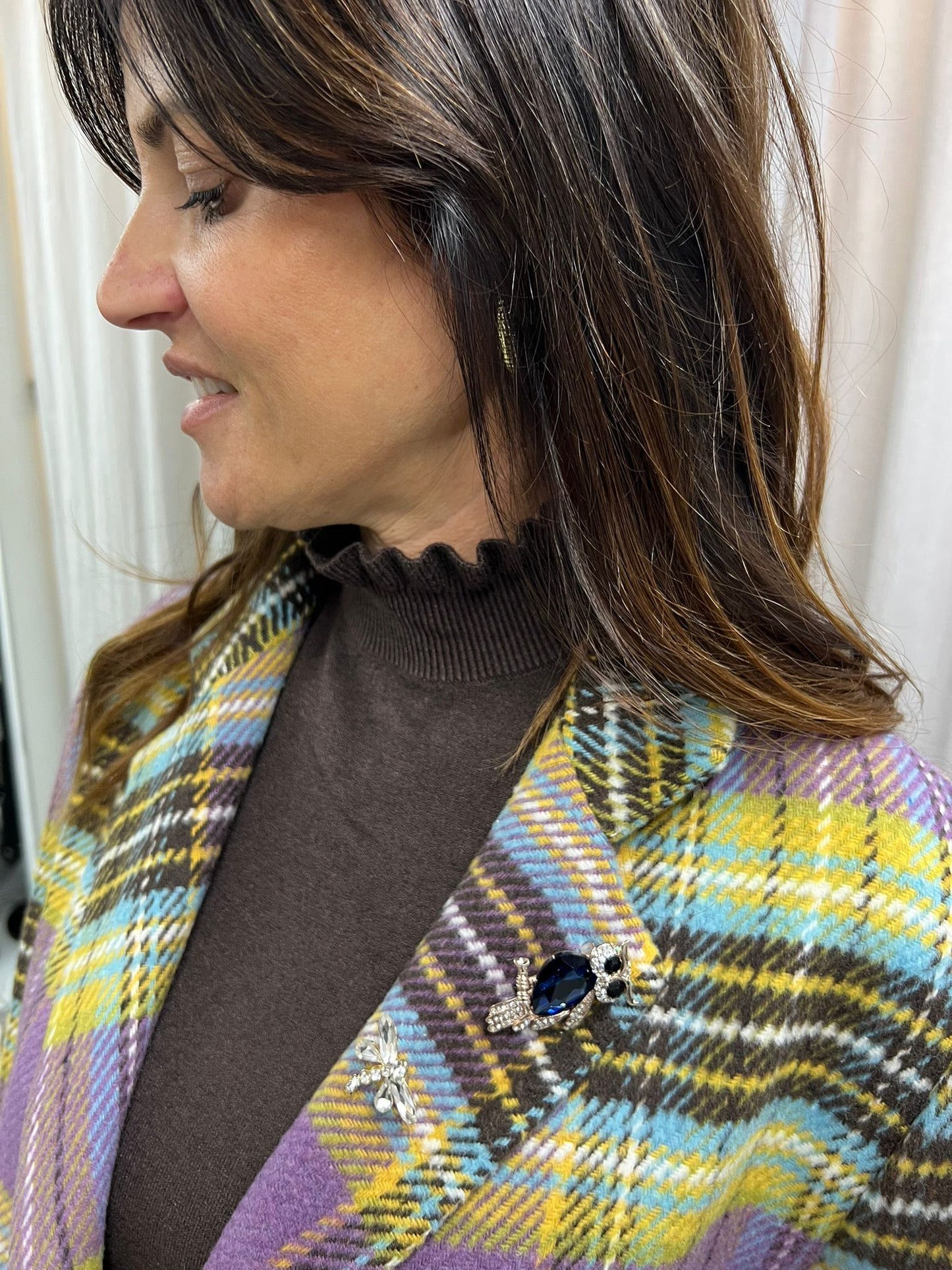 CAPPOTTINO OVER TARTAN LILLA GIALLO