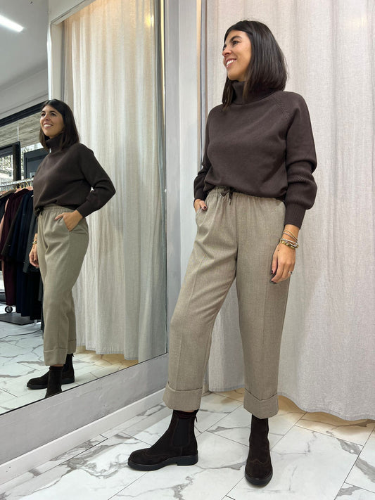 PANTALONE ALBA CRAVATTA SABBIA