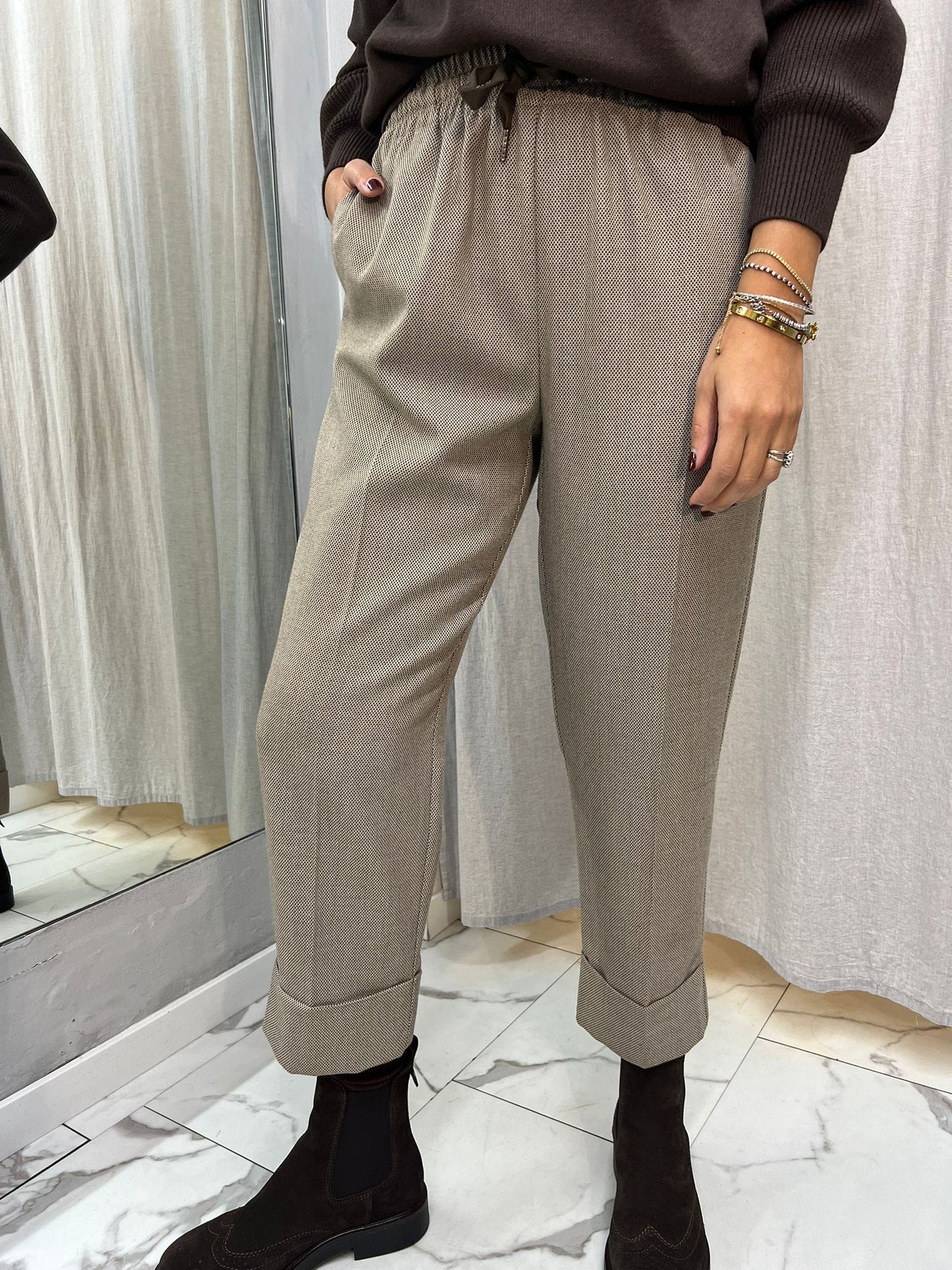 PANTALONE ALBA CRAVATTA SABBIA