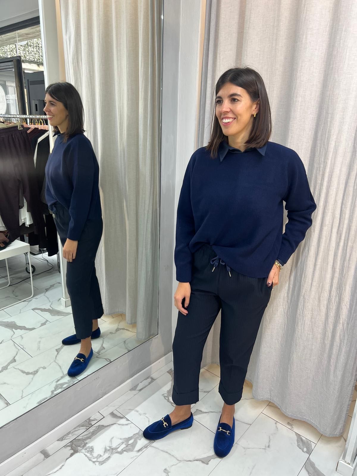 PANTALONE ALBA GESSATO BLU