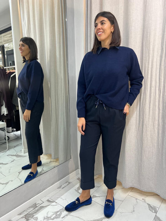 PANTALONE ALBA GESSATO BLU