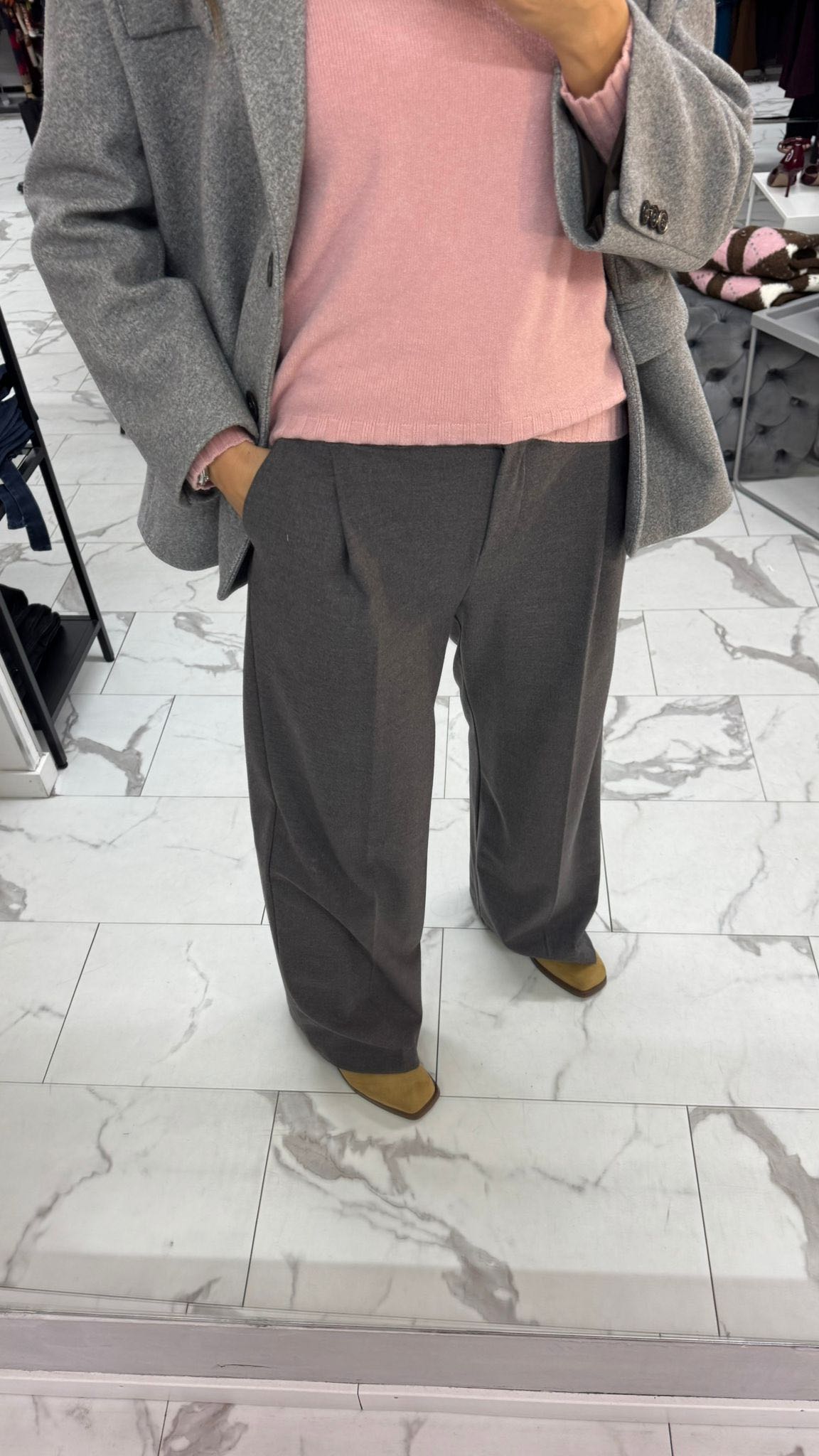 PANTALONE PALAZZO FLANELLA GRIGIO