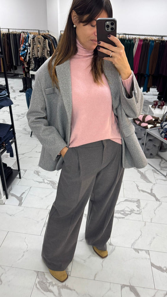 PANTALONE PALAZZO FLANELLA GRIGIO