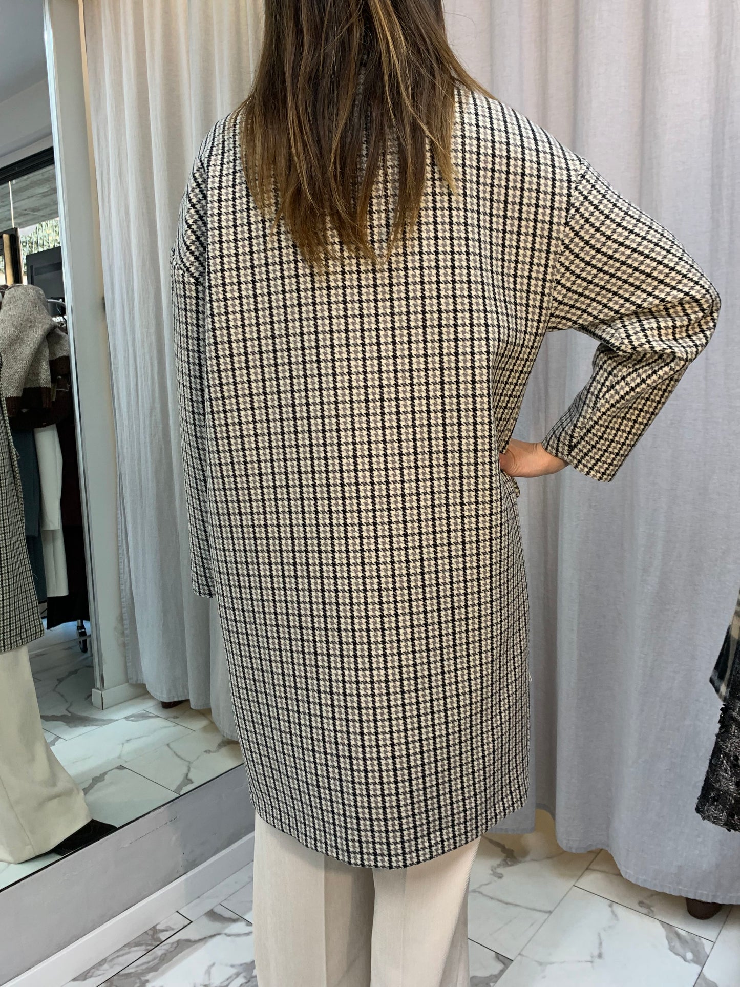 CAPPOTTO PIEDE POULE GRIGIO E NERO