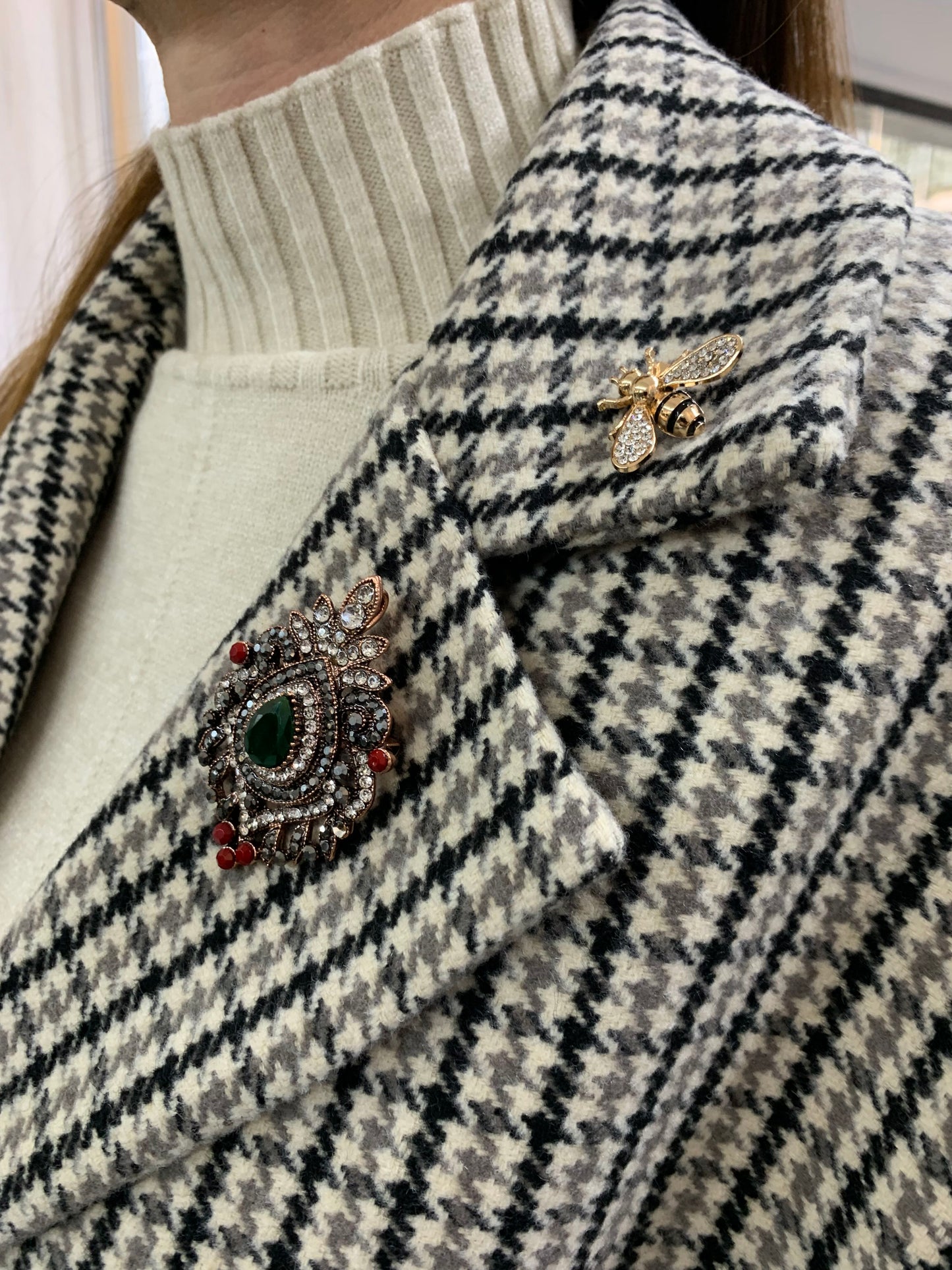 CAPPOTTO PIEDE POULE GRIGIO E NERO