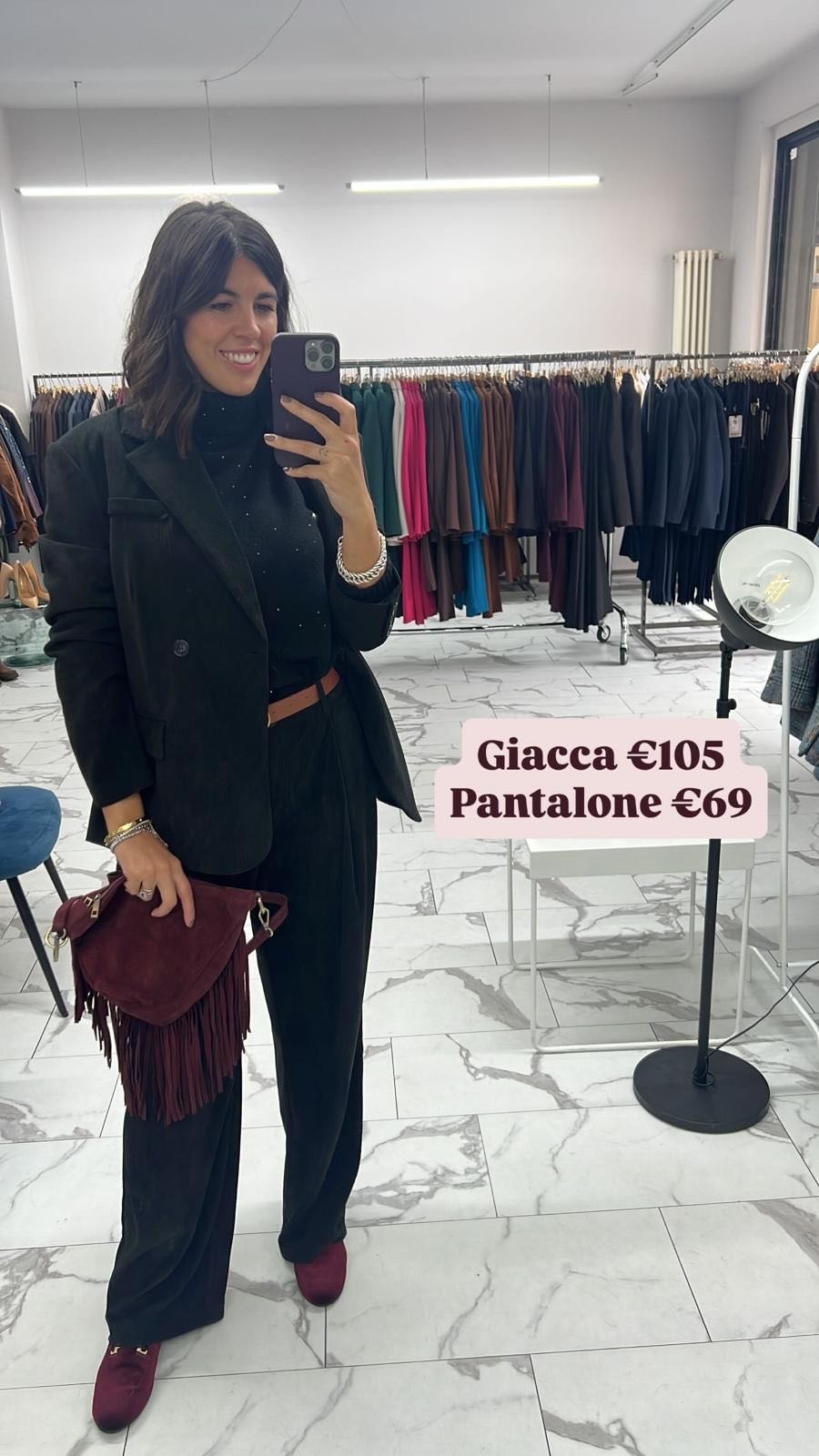 PANTALONE PENCE VELLUTO COSTE NERO
