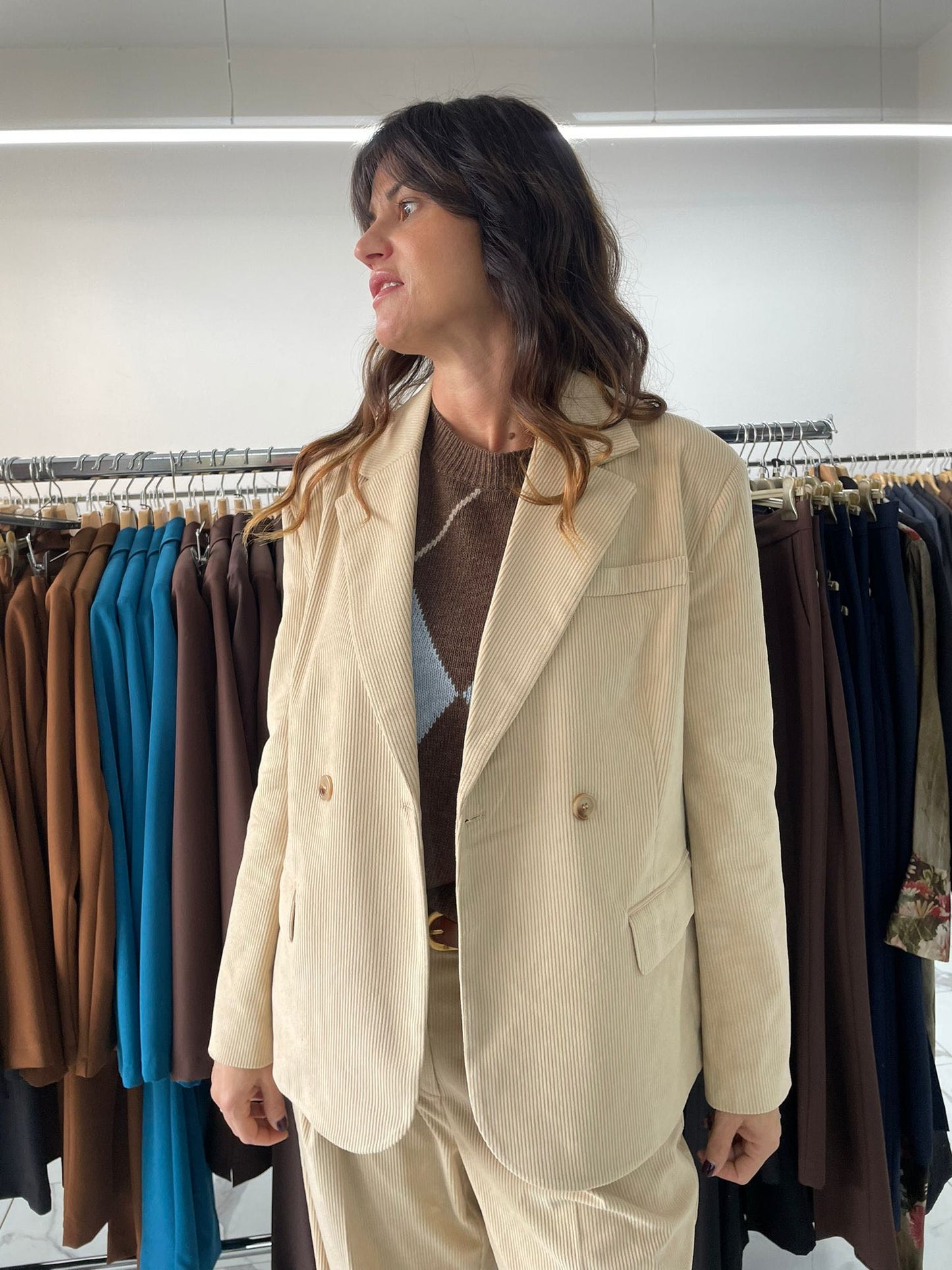 GIACCA DOPPIO PETTO VELLUTO COSTA SABBIA