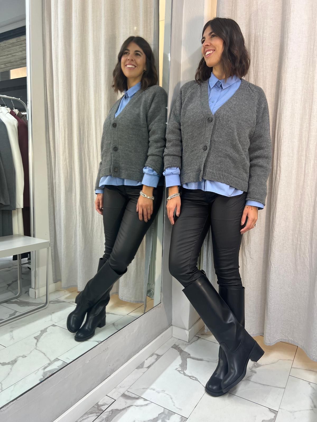 CARDIGAN MISTO LANA GRIGIO MELANGE