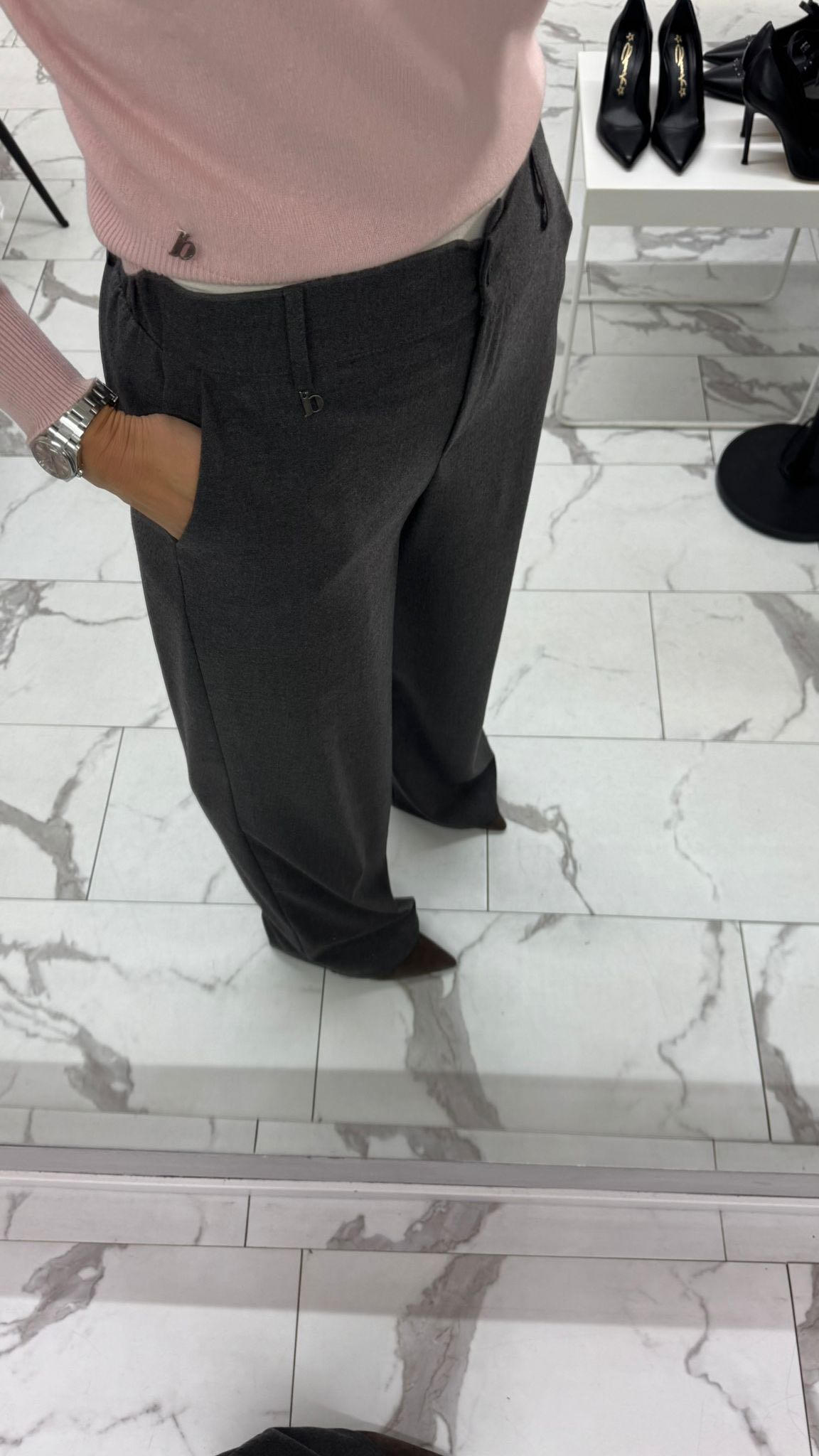 PANTALONE FLANELLA GRIGIO