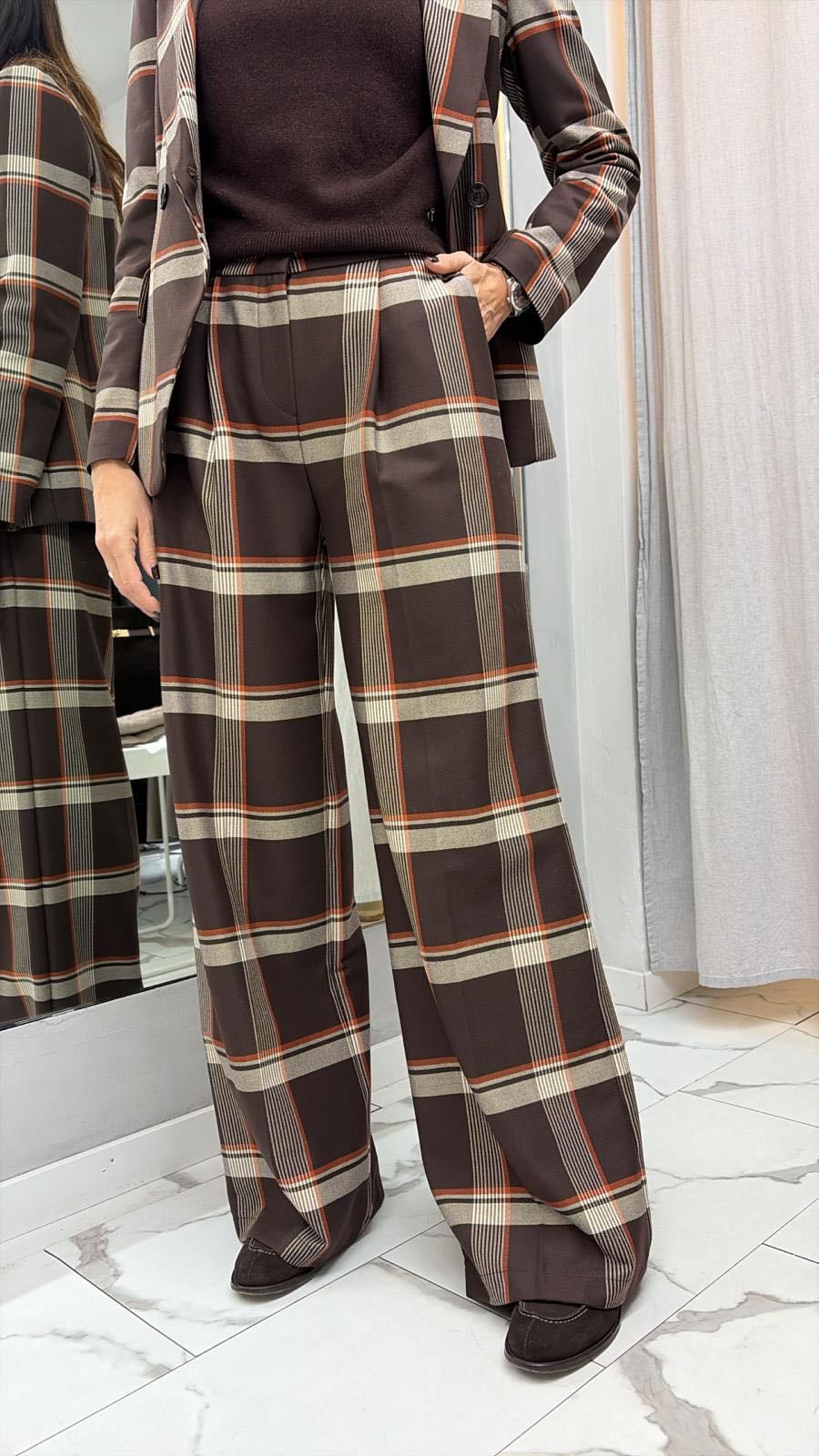 PANTALONE CHECK MORO ARANCIO