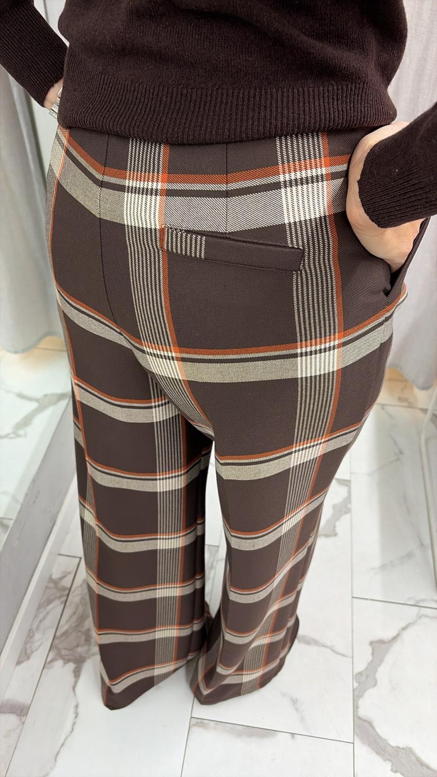 PANTALONE CHECK MORO ARANCIO