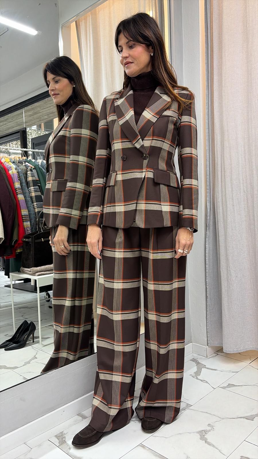 GIACCA CHECK MORO ARANCIO