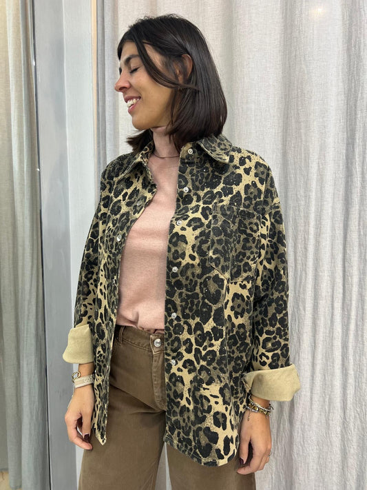 GIACCA IN DENIM OVER ANIMALIER
