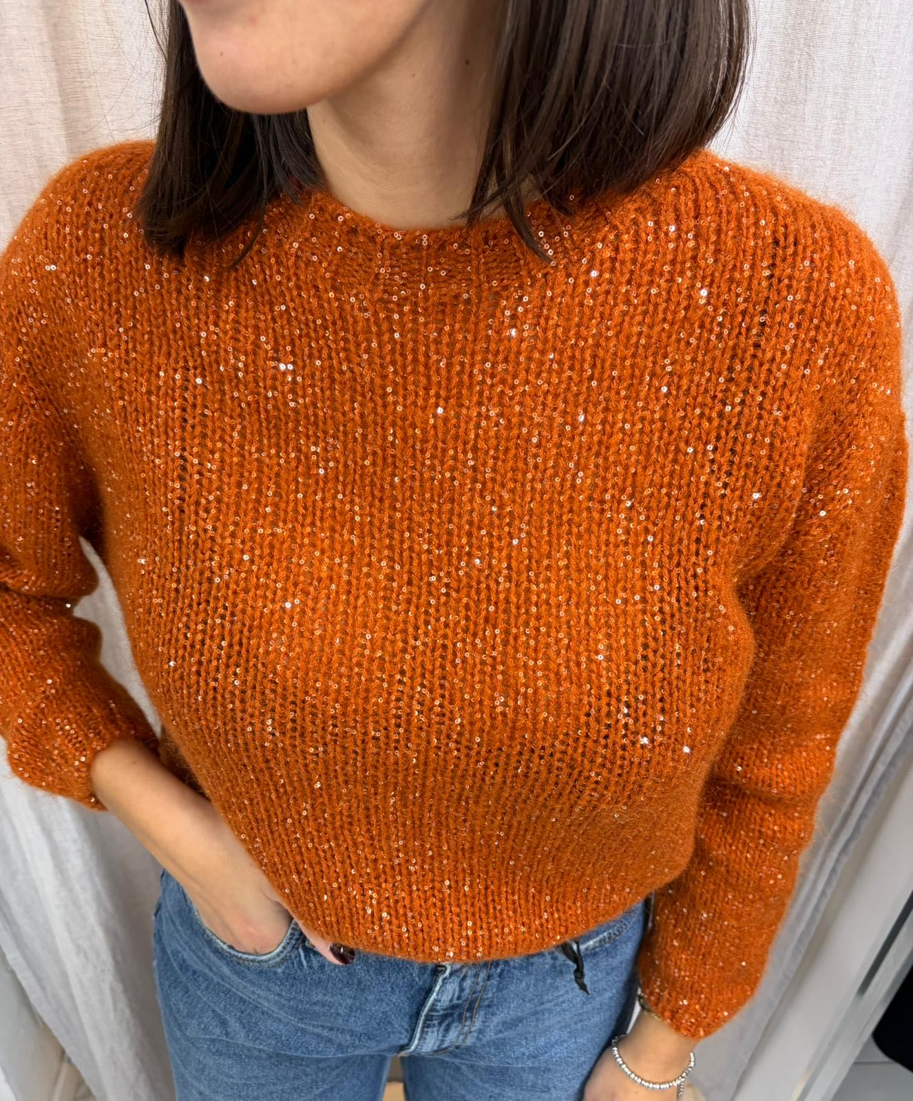MAGLIONCINO MOHAIR MICRO PAILETTES ZUCCA