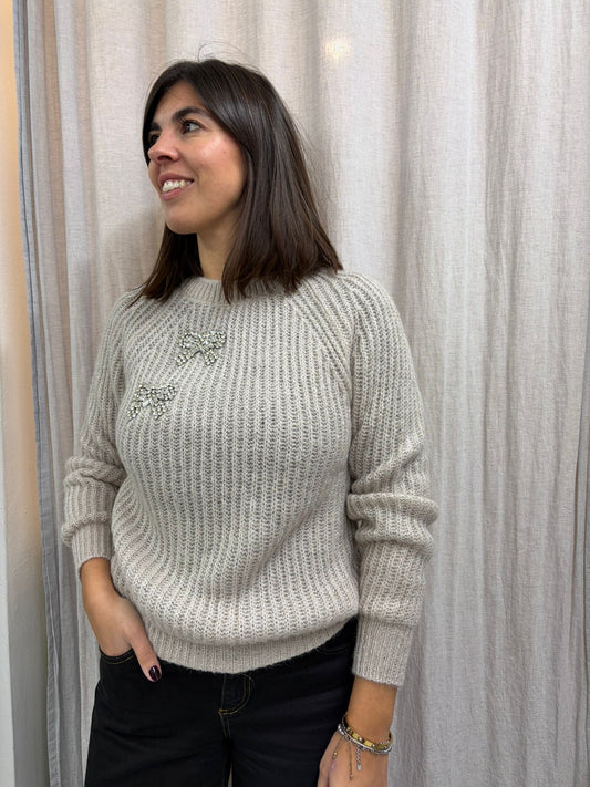 MAGLIONCINO FIOCCO CASTONI SABBIA