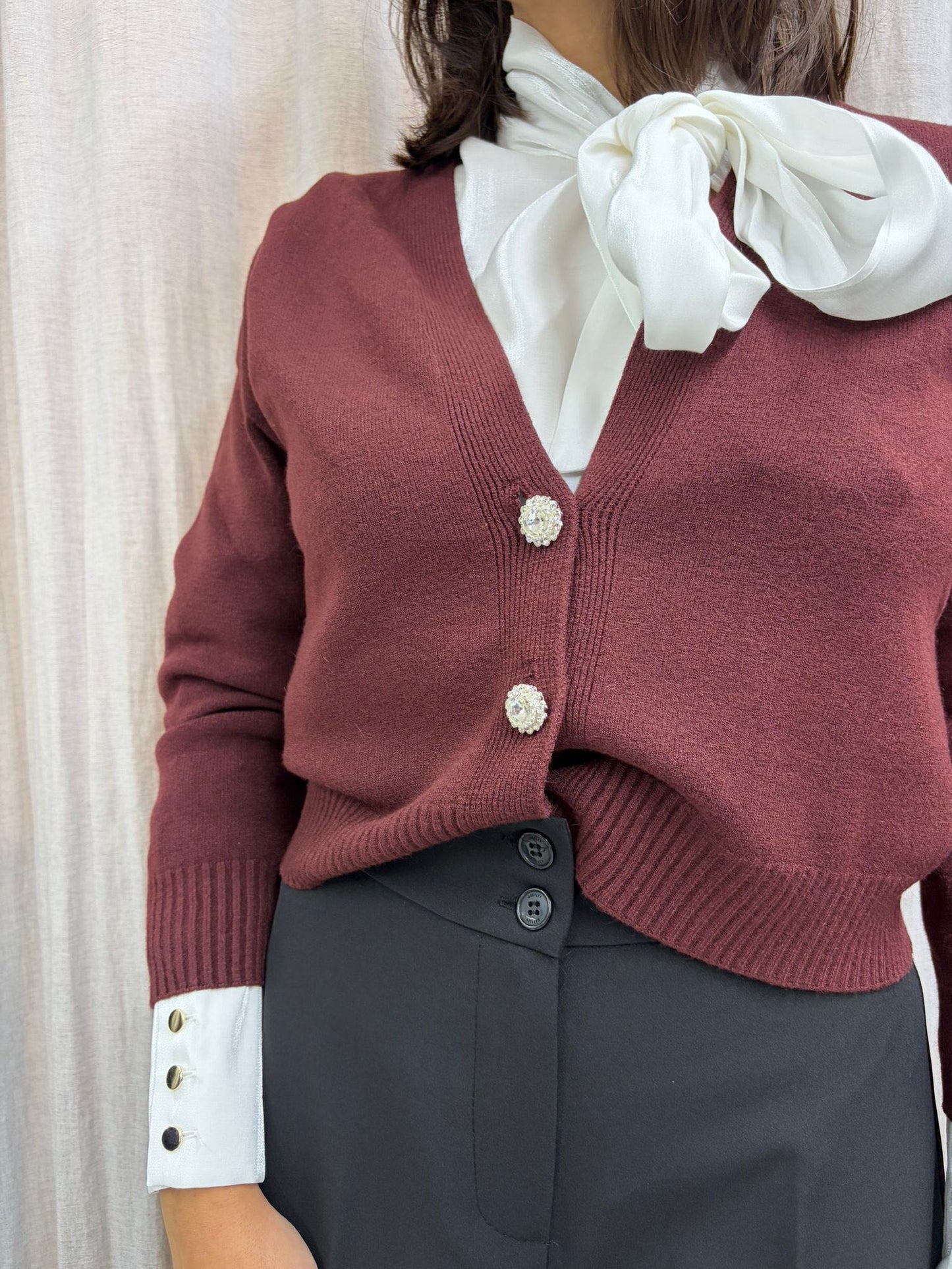 CARDIGAN BOTTONE GIOIELLO VINACCIA