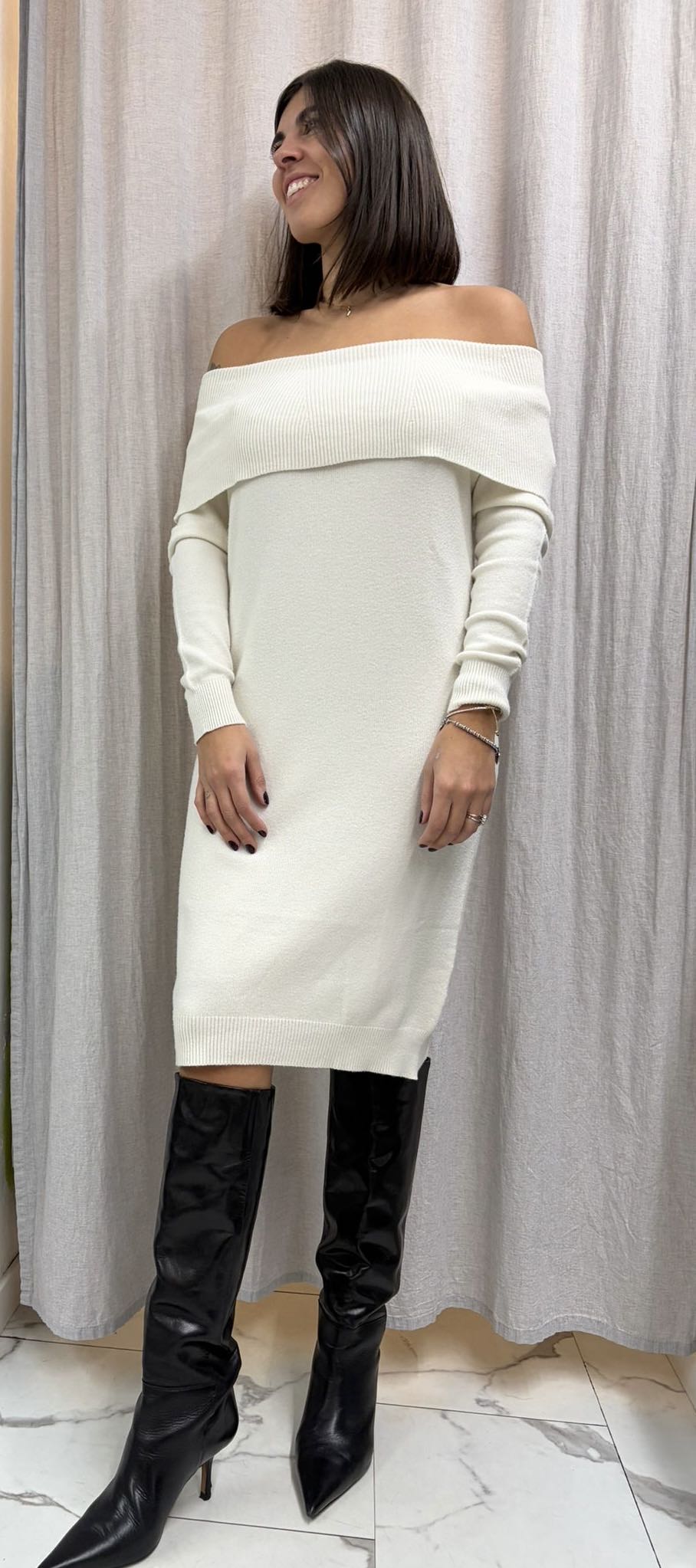 ABITO IN MAGLIA CON SCOLLO SHIFFER PANNA