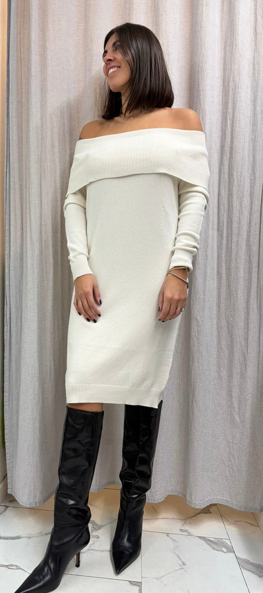 ABITO IN MAGLIA CON SCOLLO SHIFFER PANNA