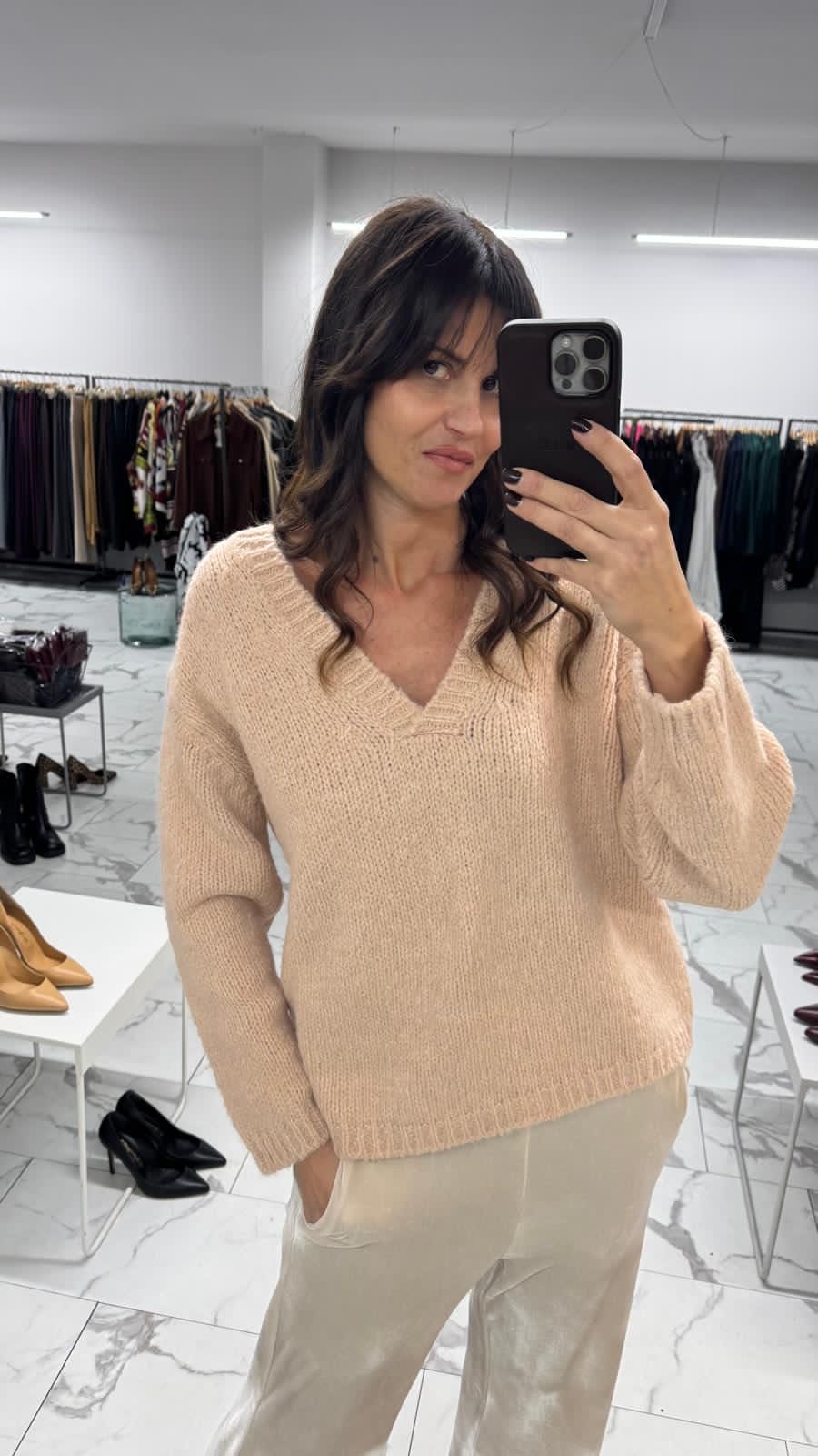 MAGLIONE MISTO LANA SCOLLO V CIPRIA