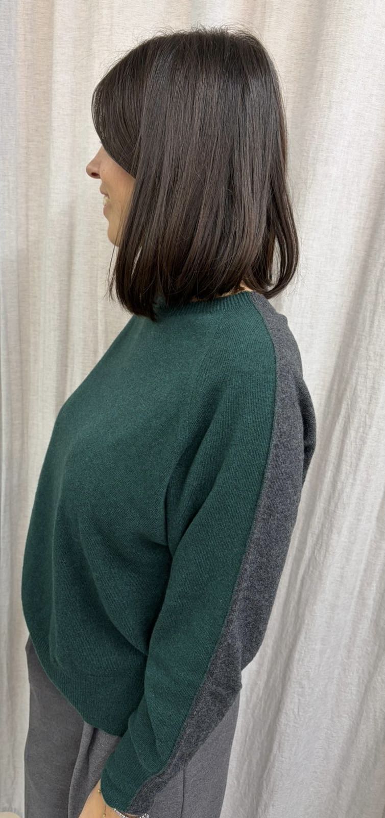 MAGLIONCINO BICOLORE VERDE GRIGIO