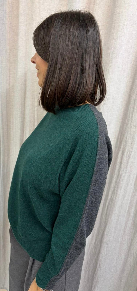 MAGLIONCINO BICOLORE VERDE GRIGIO