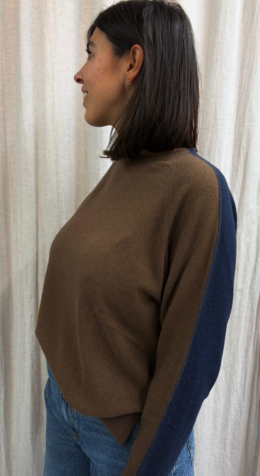 MAGLIONCINO BICOLORE CIOCCOLATO E BLU