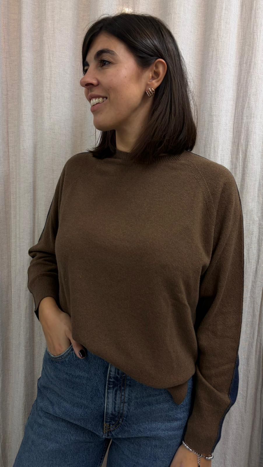 MAGLIONCINO BICOLORE CIOCCOLATO E BLU