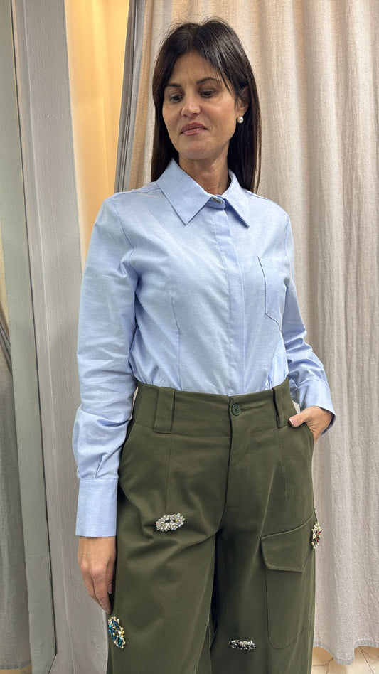 CAMICIA OXFORD TASCHINO AZZURRA