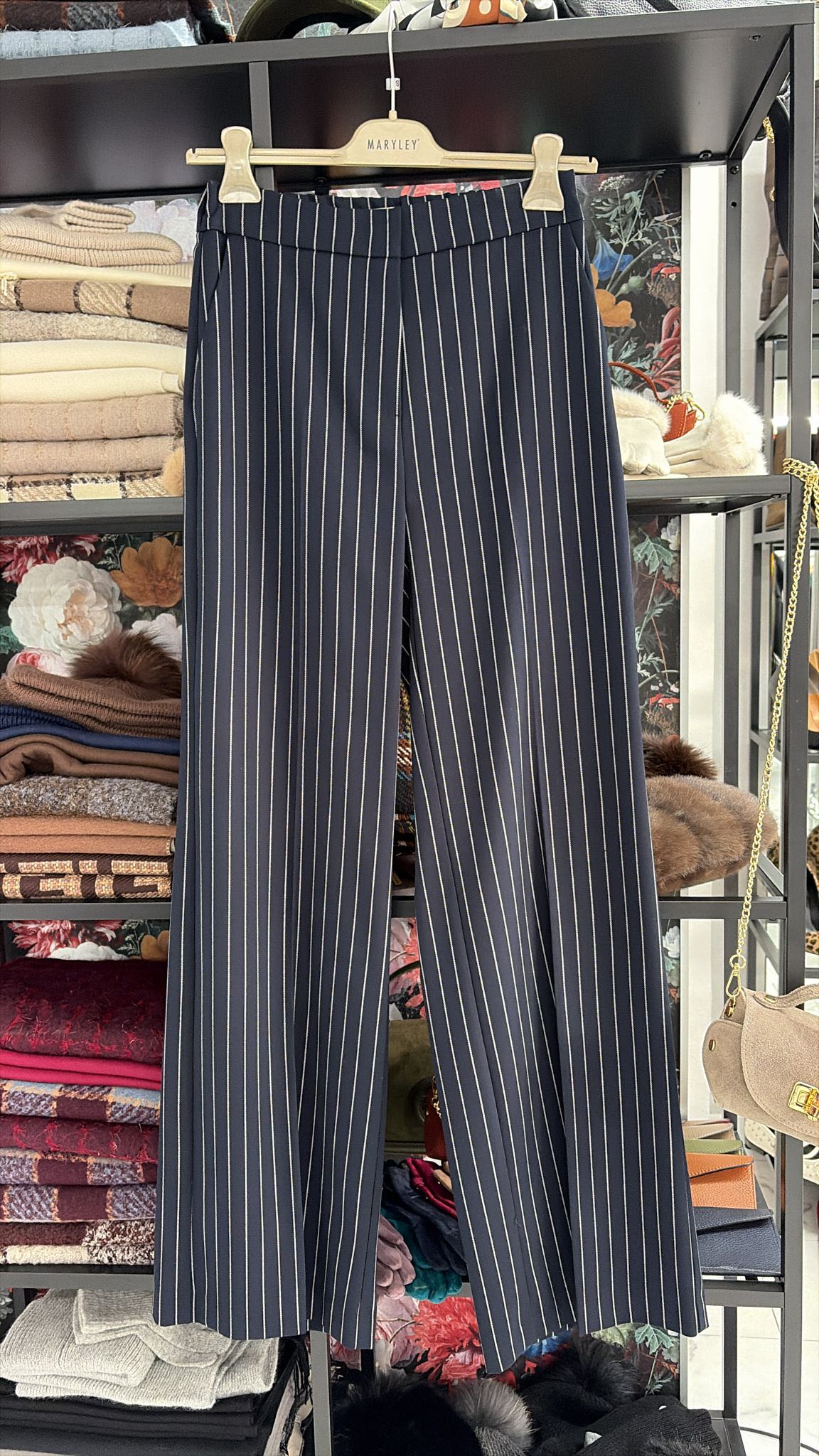 PANTALONE GESSATO BLU