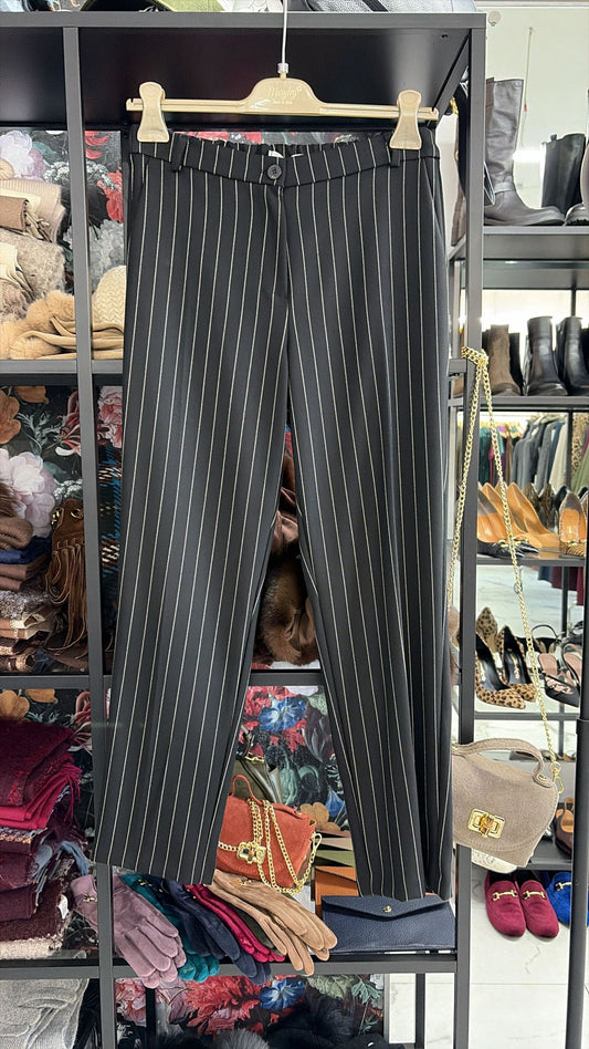 PANTALONE SKINNY GESSATO NERO