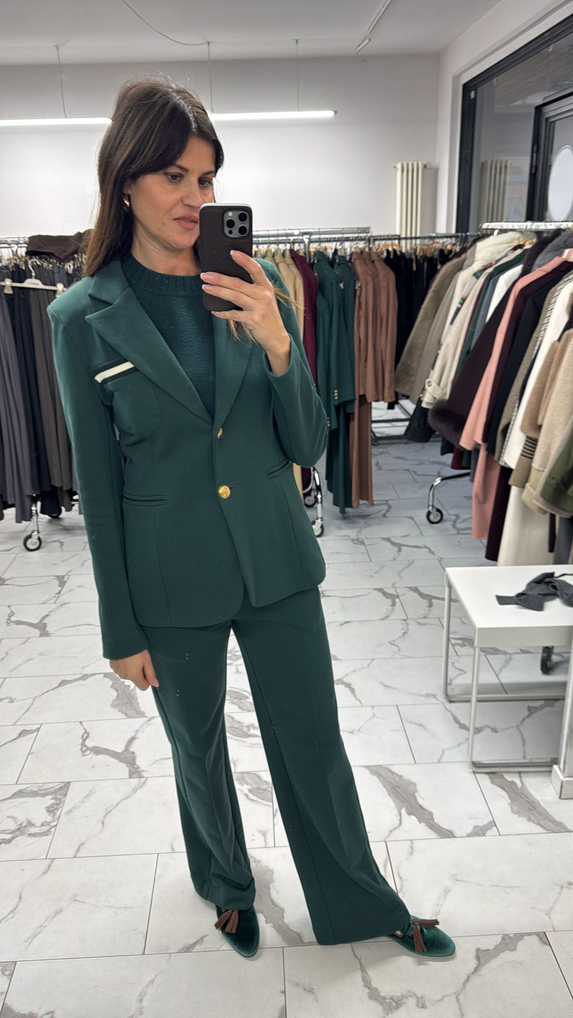 GIACCA BASIC IN FELPA VERDE BOTTIGLIA