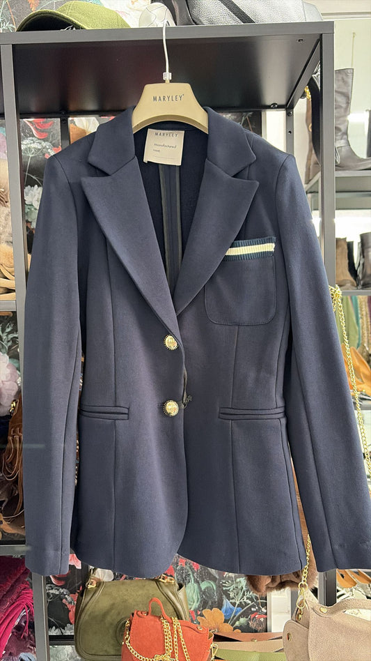 GIACCA BASIC IN FELPA BLU