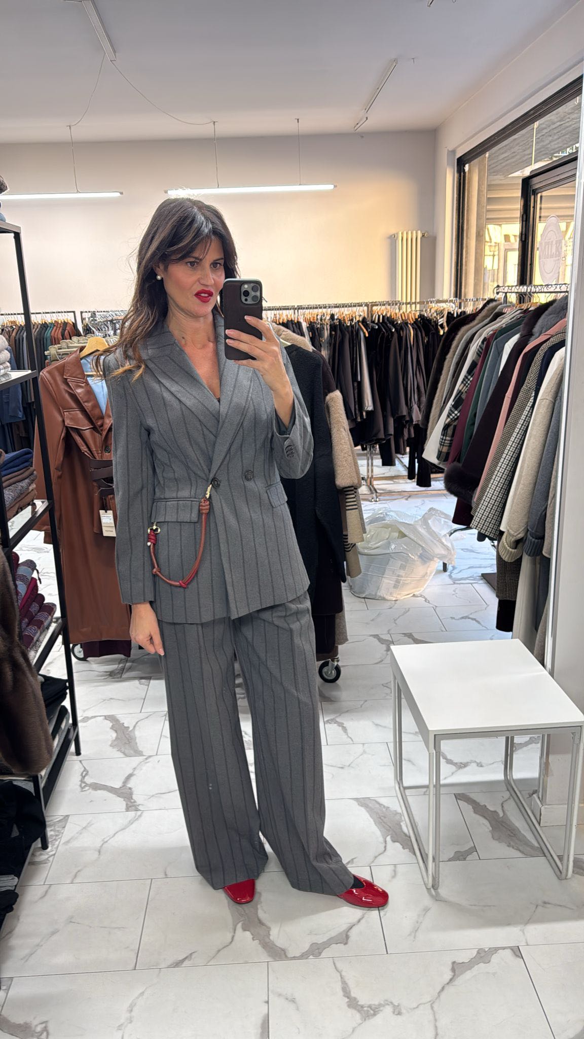 GIACCA GESSATA MOSCHETTONE GRIGIA