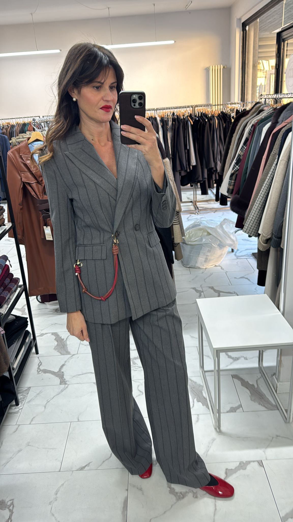 GIACCA GESSATA MOSCHETTONE GRIGIA