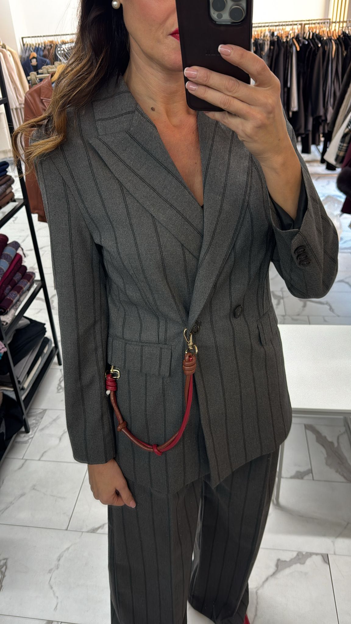 GIACCA GESSATA MOSCHETTONE GRIGIA