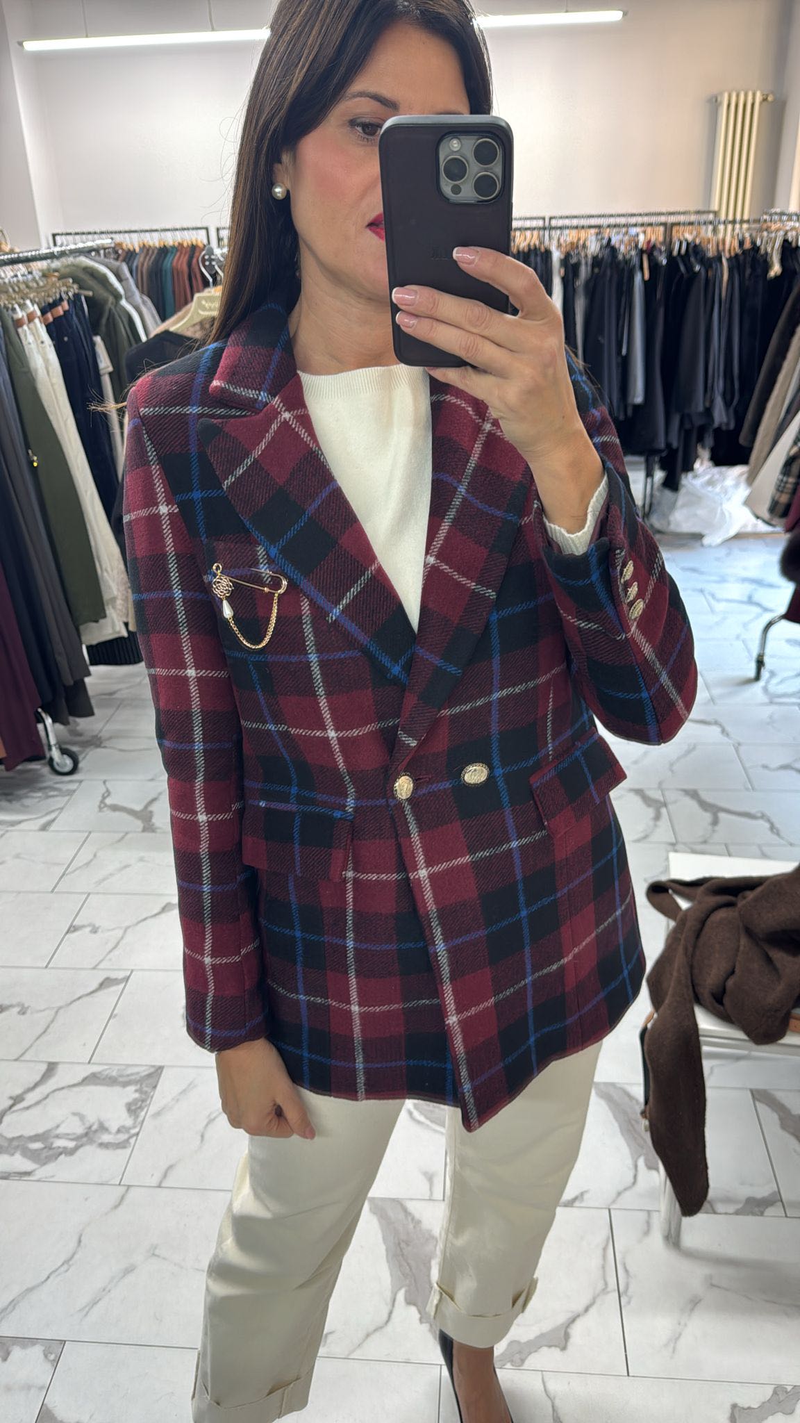 GIACCA CHECK BORDEAUX SPILLA