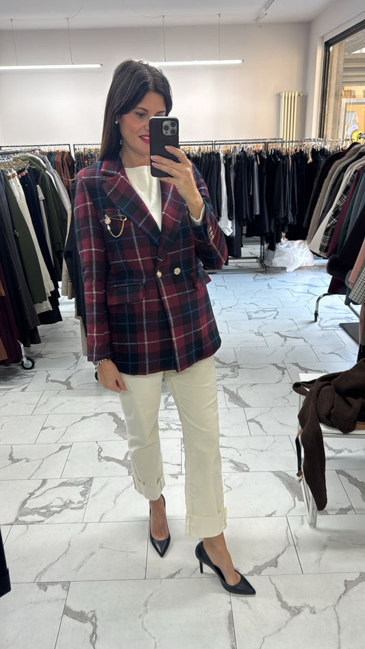 GIACCA CHECK BORDEAUX SPILLA