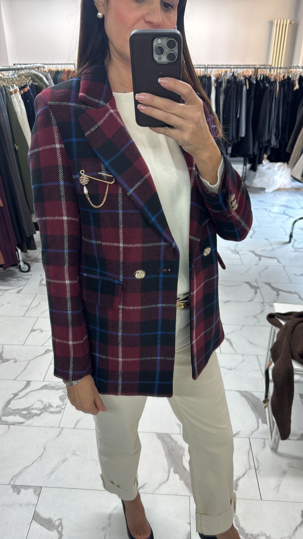 GIACCA CHECK BORDEAUX SPILLA