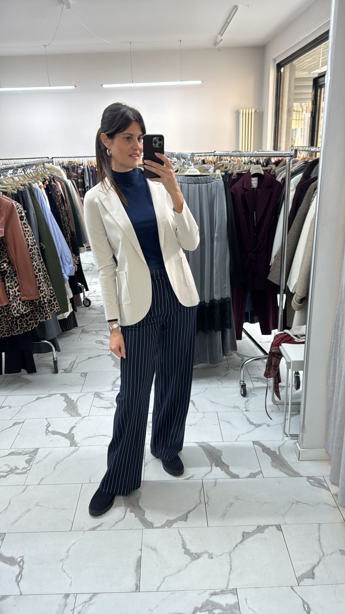 GIACCA TAGLIO VIVO PUNTO MILANO BURRO