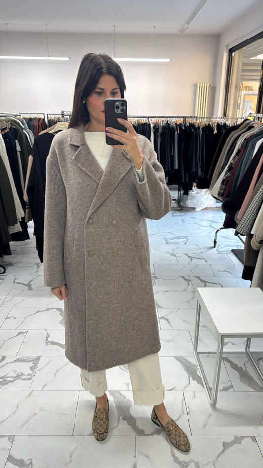 CAPPOTTO DOPPIO PETTO MISTO LANA SABBIA