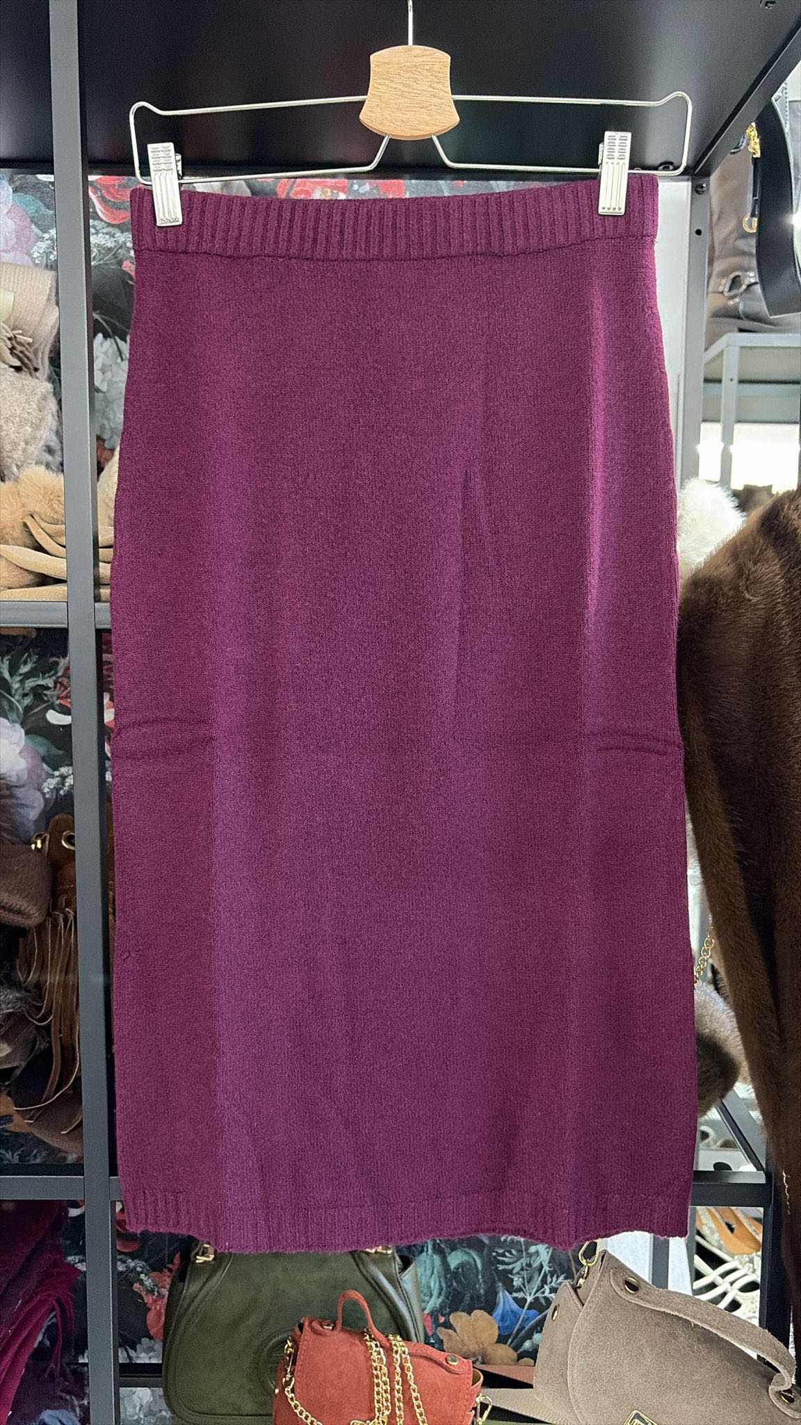 GONNA LONGUETTE IN MAGLIA VINACCIA