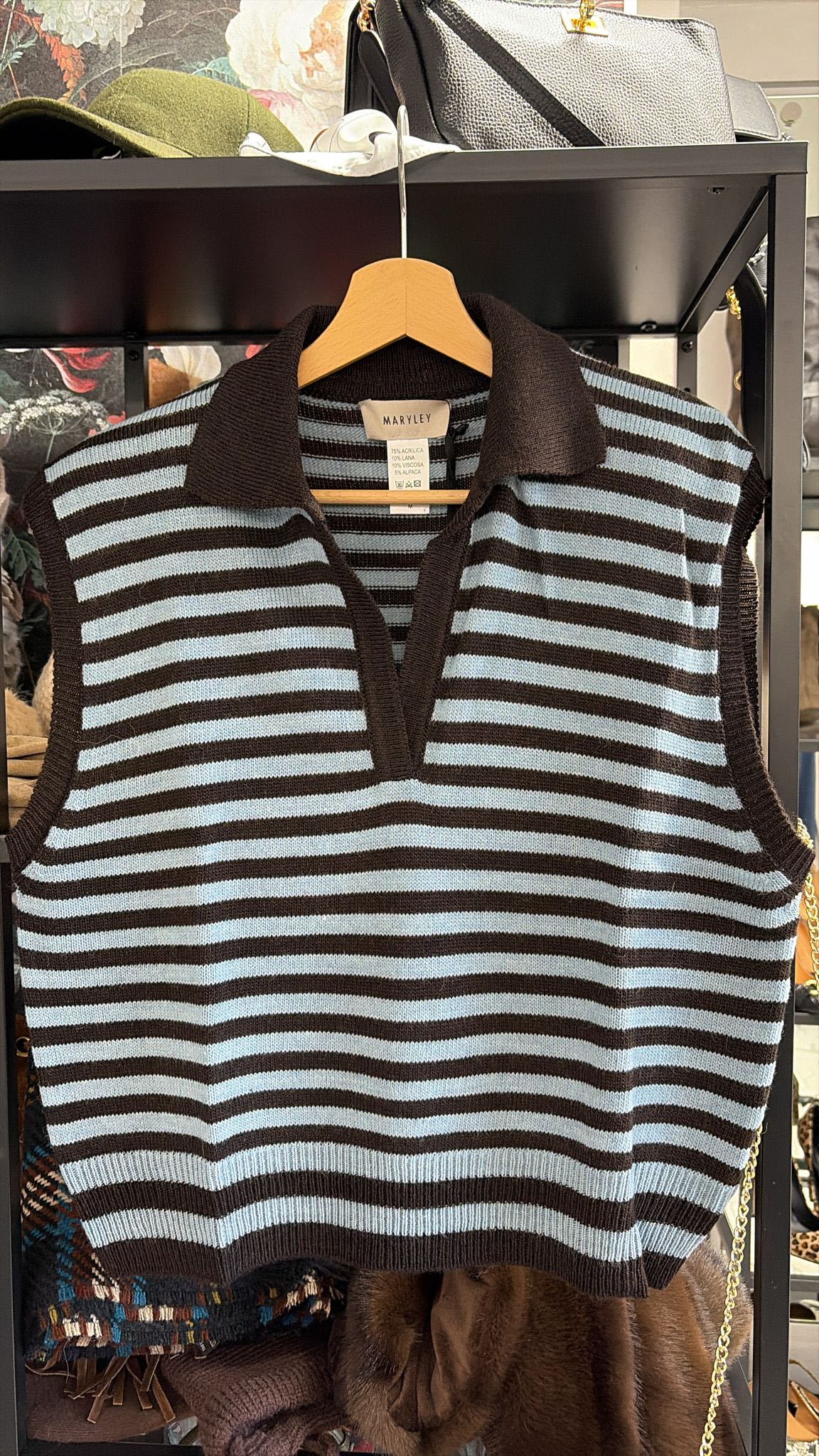 GILET RIGATO POLO AZZURRO CIOCCOLATO