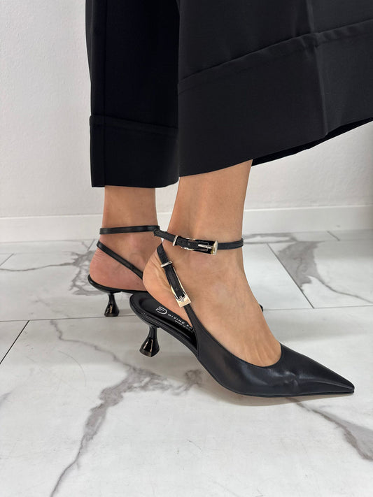 SLINGBACK CON CONTURINO E FIBBIE NERA