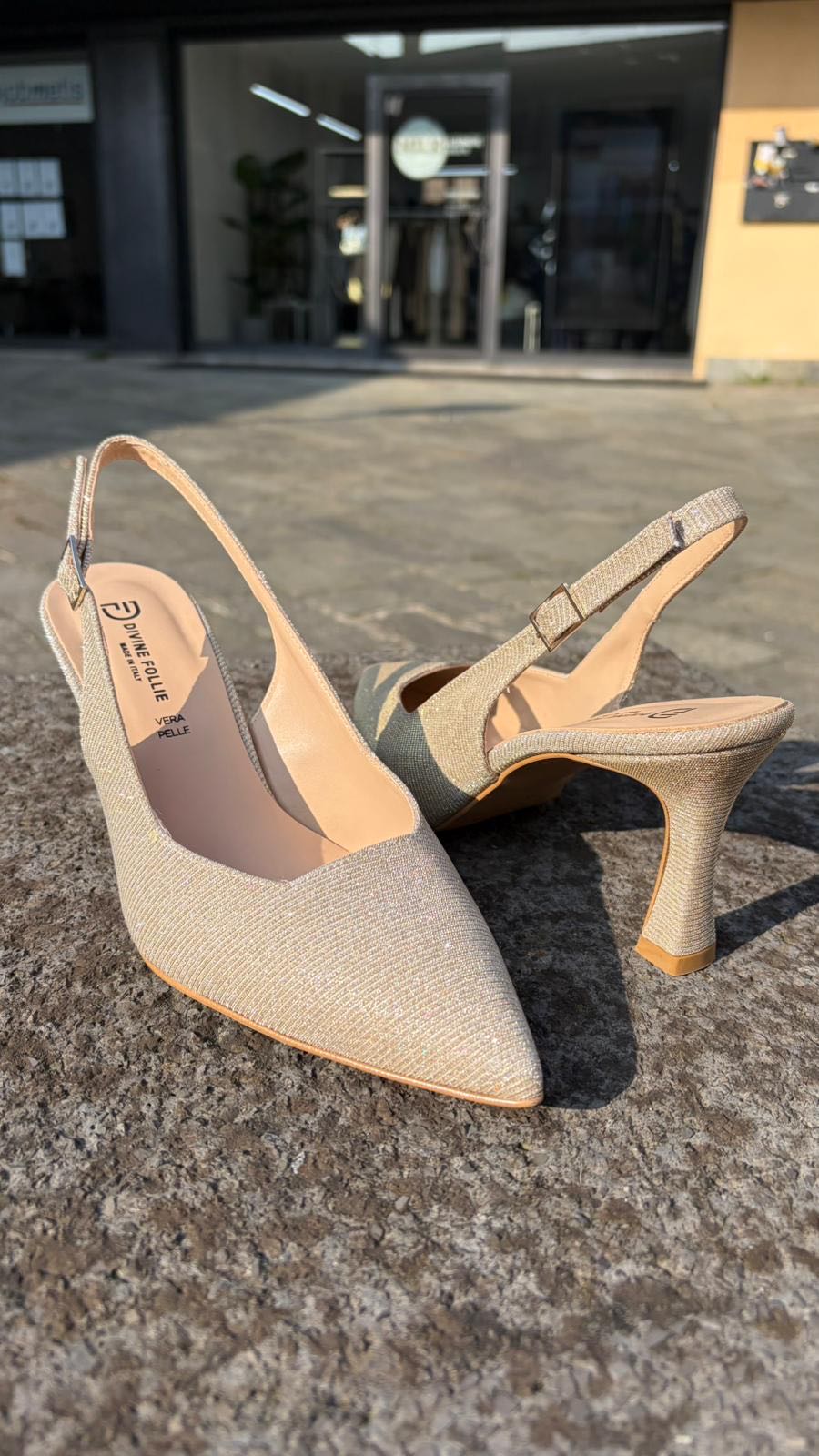 SLINGBACK SCOLLO QUADRO TESSUTO GAGLIARDO