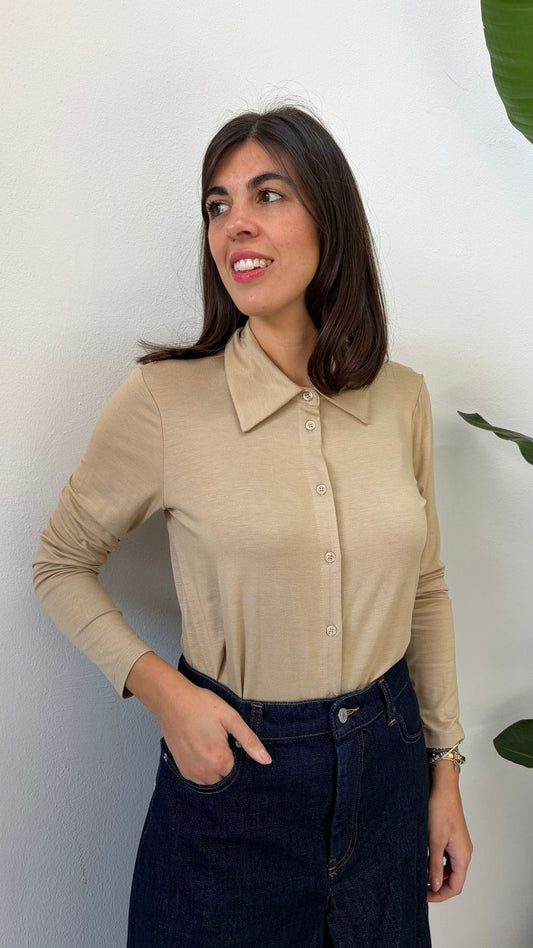 CAMICIA IN MAGLIA SABBIA