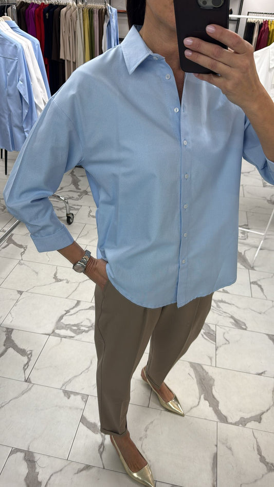 CAMICIA OXFORD OVER AZZURRA