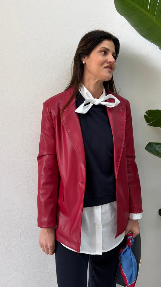 GIACCA ECOPELLE MONOPETTO ROSSA