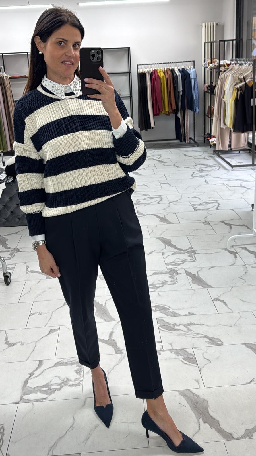 PANTALONE SIGARETTA RISVOLTINO BLU